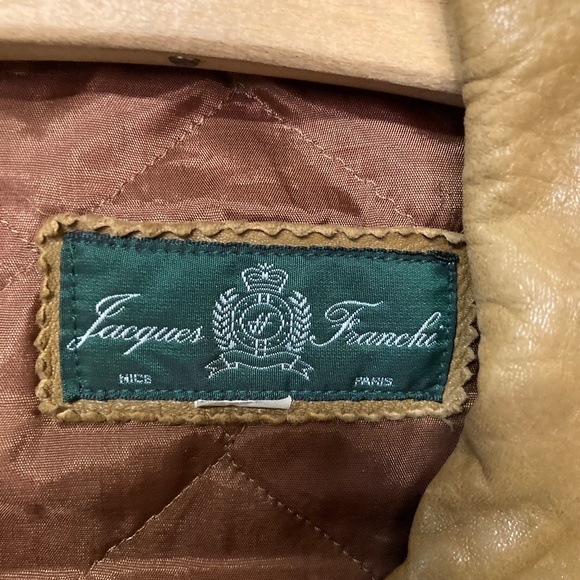 Vintage Jacques Franchi Paris Leather Wool Coat XL Brown Elbow Patches - Picture 2 of 12